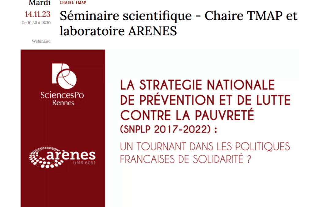 Chaire TMAP : La stratégie nationale de prévention et de lutte contre la pauvreté – 14/11